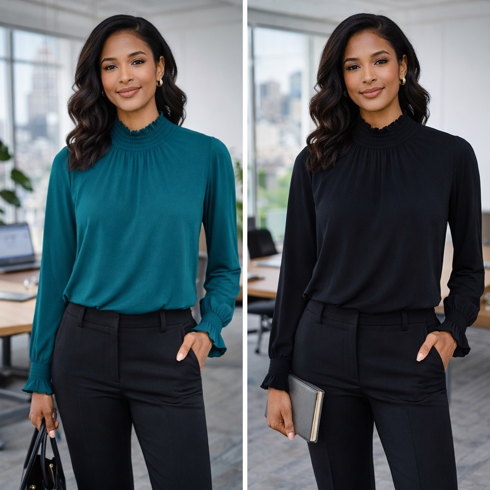Banana Republic Ruffle Neck Long Sleeve Careerwear Office Blouse Bundle Small